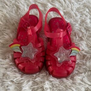 Mini Melissa Red Star Sandals with Rainbow Detail